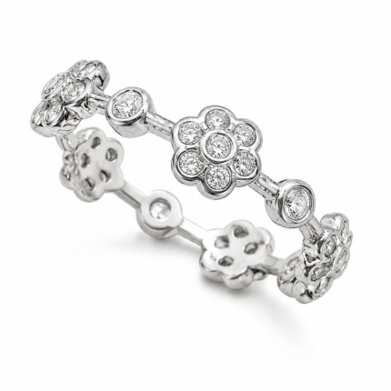 Mixed-Shape Floral Moissanite Eternity Band