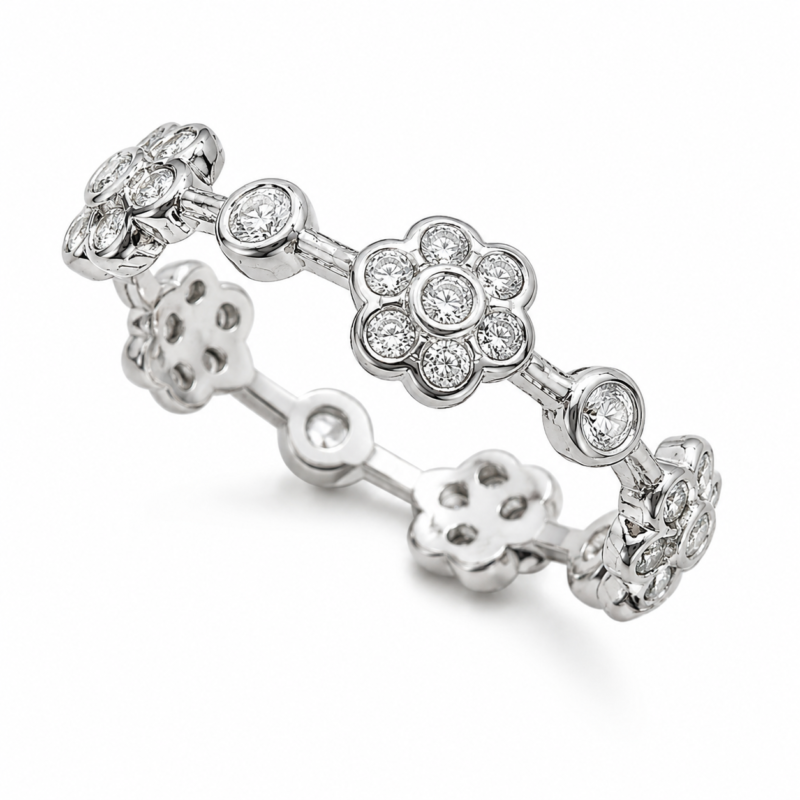 Mixed-Shape Floral Moissanite Eternity Band