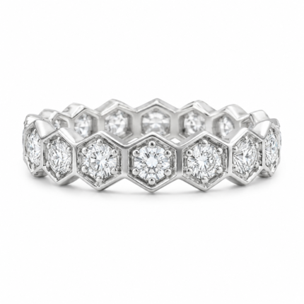 Hexagon Bezel-Set Moissanite Eternity Band