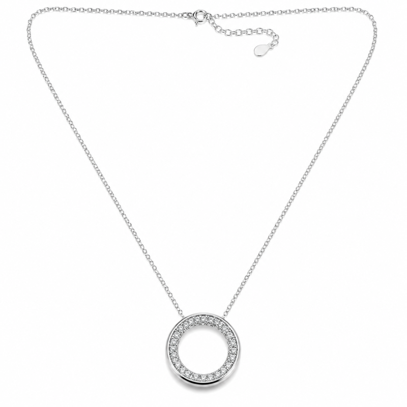 Round-Cut Halo Moissanite Pendant Necklace