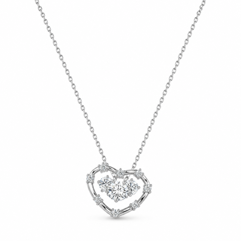 Heart Halo Moissanite Pendant Necklace