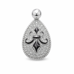 Fleur-de-Lis Teardrop Moissanite Pendant Necklace