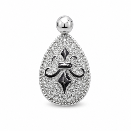 Fleur-de-Lis Teardrop Moissanite Pendant Necklace