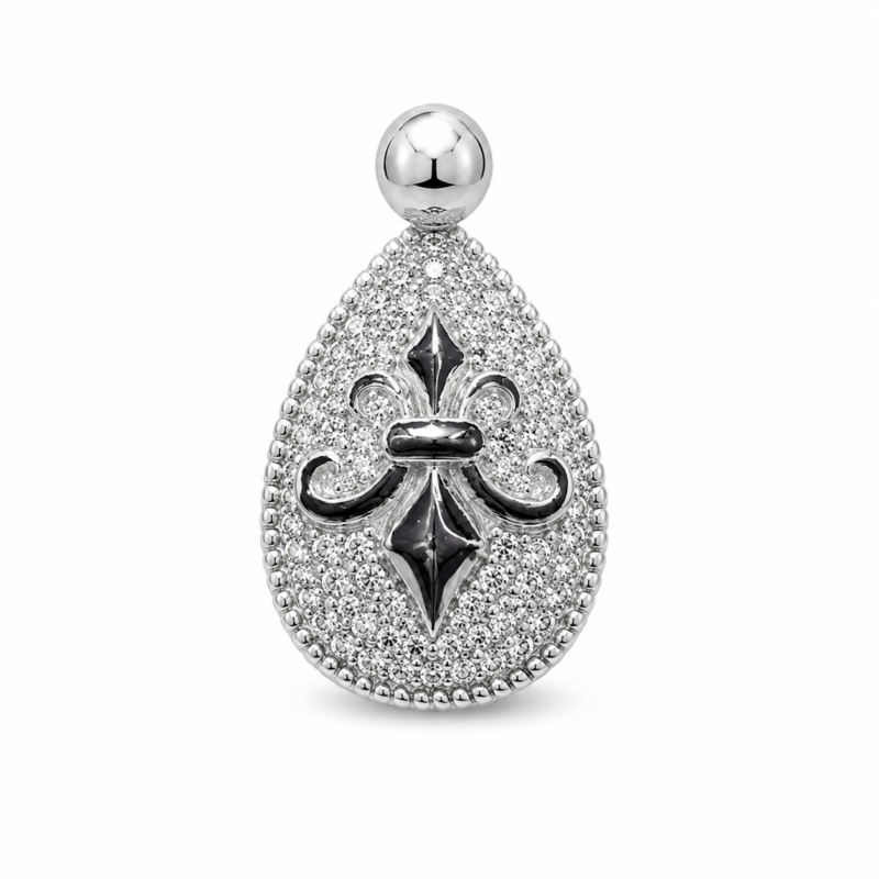 Fleur-de-Lis Teardrop Moissanite Pendant Necklace