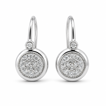 Round-Cut Halo Moissanite Drop Earrings