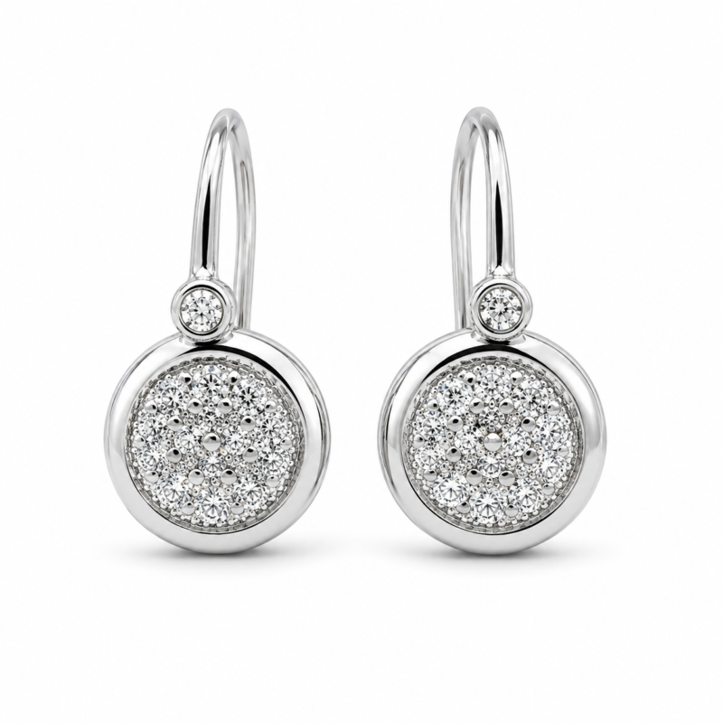 Round-Cut Halo Moissanite Drop Earrings