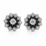 Floral Halo Moissanite Stud Earrings