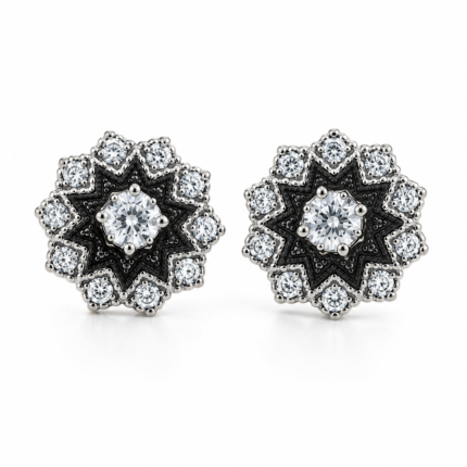 Floral Halo Moissanite Stud Earrings
