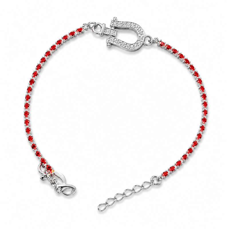 Red String Horseshoe Moissanite Bracelet