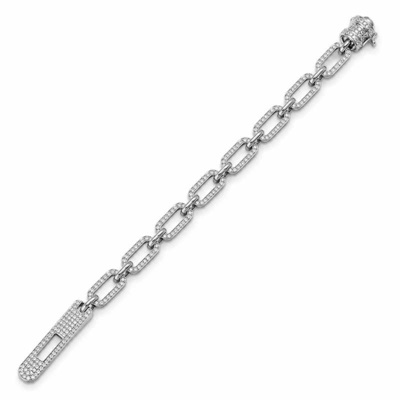 Geometric Bar-Link Moissanite Statement Bracelet