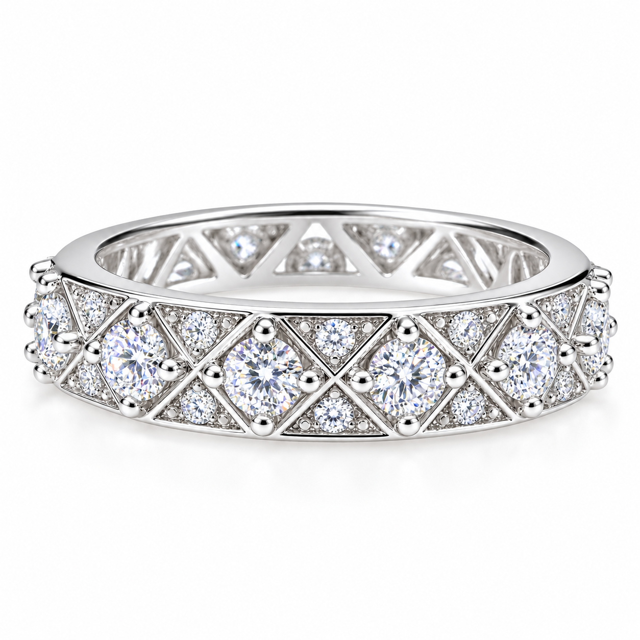 微信图片_20260907225511_923_11 Princess-Cut Eternity Moissanite Ring - MS0441 - Image 1
