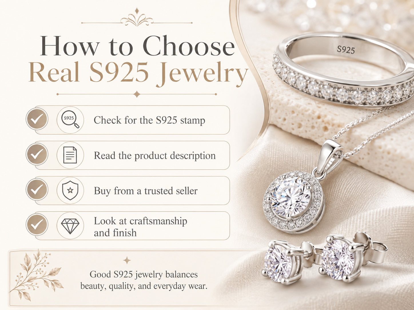 How to choose real S925 sterling silver jewelry buying checklist