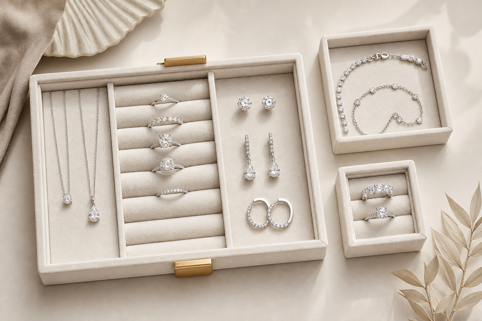 Mixed assortment of sterling silver moissanite jewelry for wholesale ordering