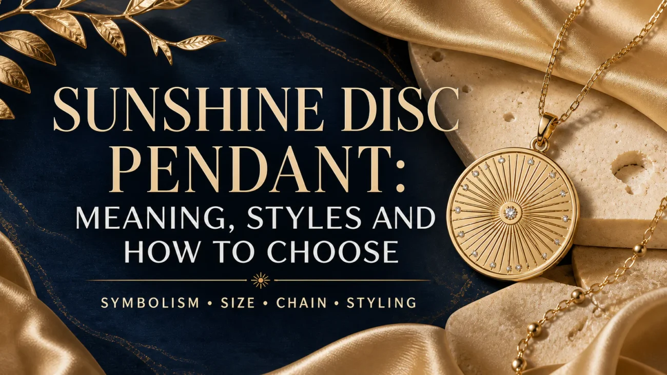 Sunshine disc pendant guide cover with a gold sun medallion and article title