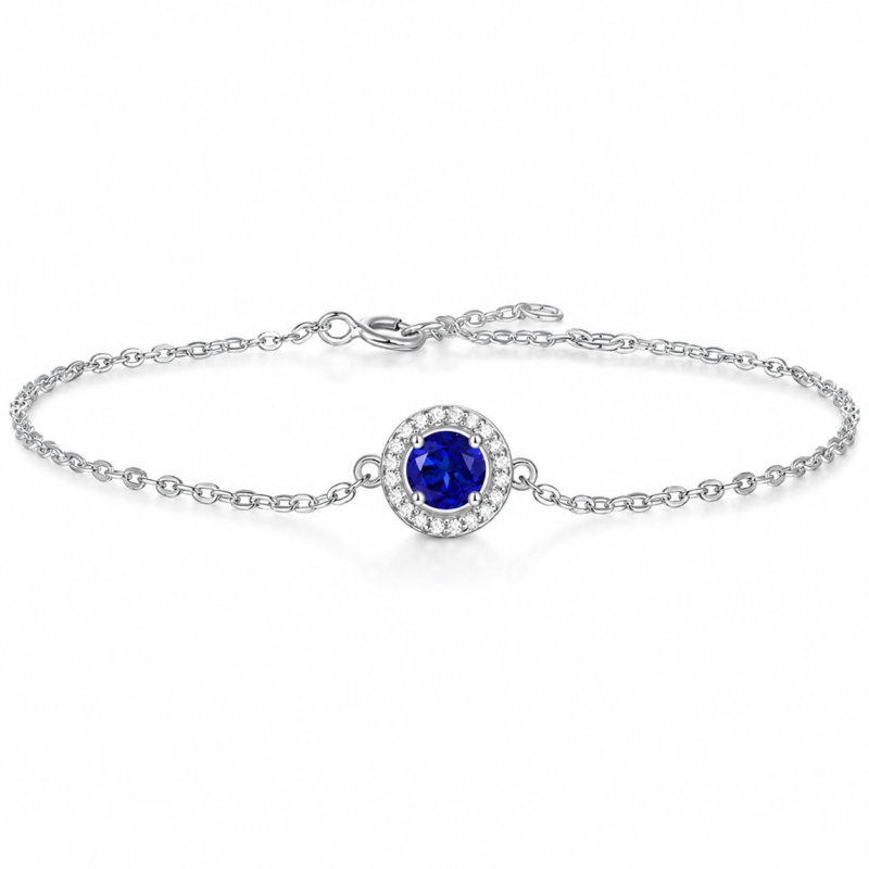 Azure Round-Cut S925 Sterling Silver Bracelet