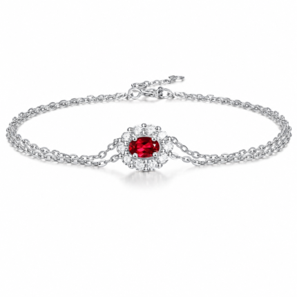 True Heart Oval-Cut S925 Sterling Silver Bracelet