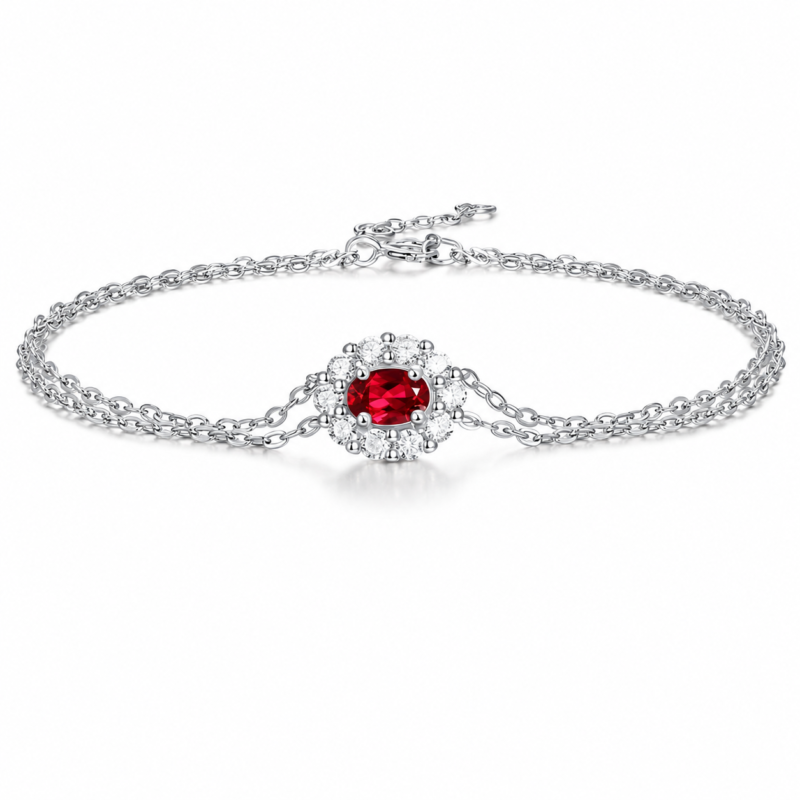 True Heart Oval-Cut S925 Sterling Silver Bracelet