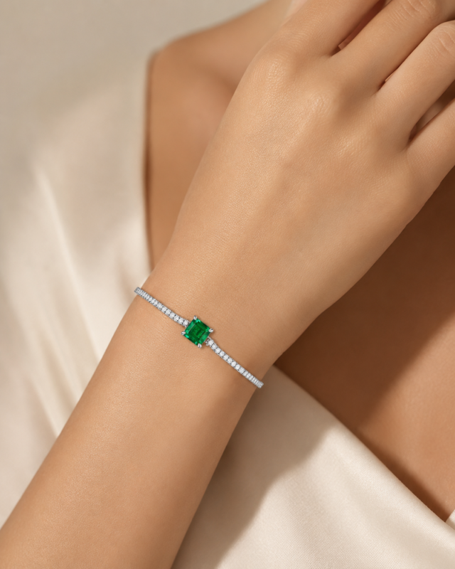 Vine Grace Square-Cut S925 Sterling Silver Bracelet second image