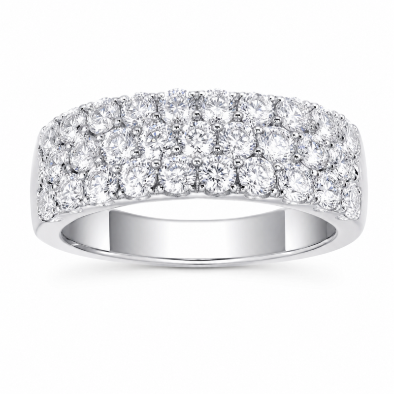 Radiant Three-Row Pavé Wide Band Ring | MS0161