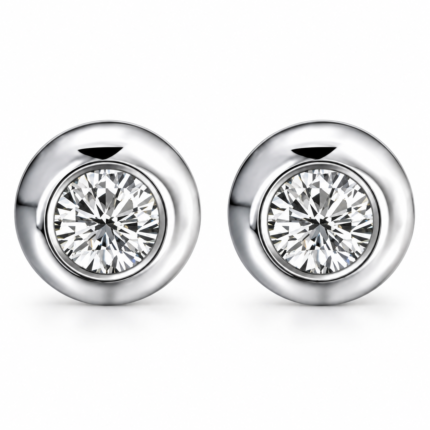S925 0.5 CT Round-Cut Bezel Moissanite Stud Earrings