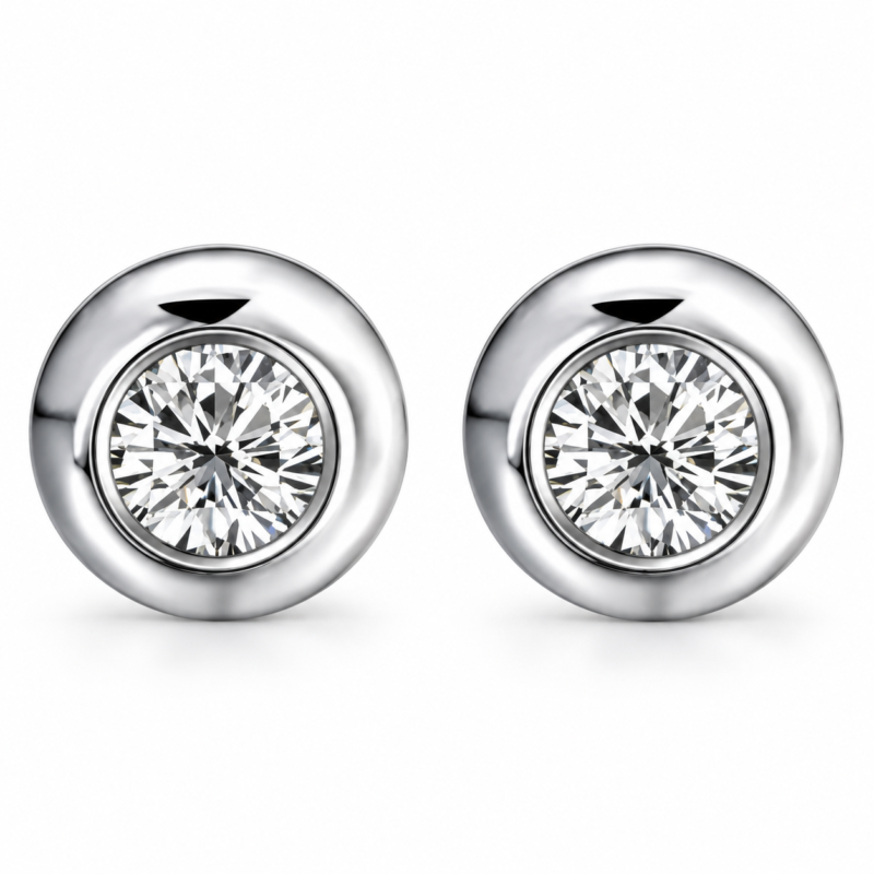 S925 0.5 CT Round-Cut Bezel Moissanite Stud Earrings