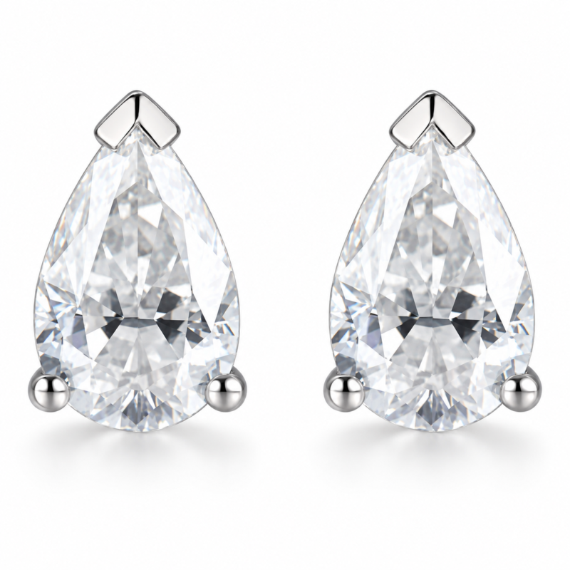 S925 1 CT Pear-Cut Moissanite Stud Earrings