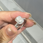 Emerald-Cut Halo Split-Shank Moissanite Ring - MS0828