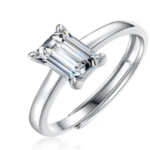 Emerald-Cut Four-Prong Solitaire Moissanite Ring - MS0829