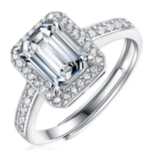 Emerald-Cut Double Halo Moissanite Ring - MS0836