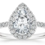 2 CT Pear-Cut Halo Moissanite Ring - MS0838