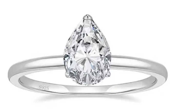 1 CT Pear-Cut Solitaire Moissanite Ring - MS0839