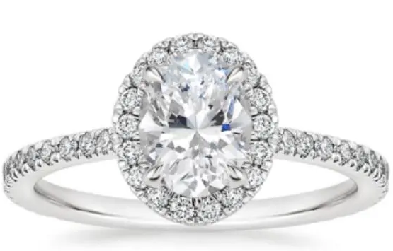 2 CT Oval-Cut Halo Moissanite Ring - MS0842