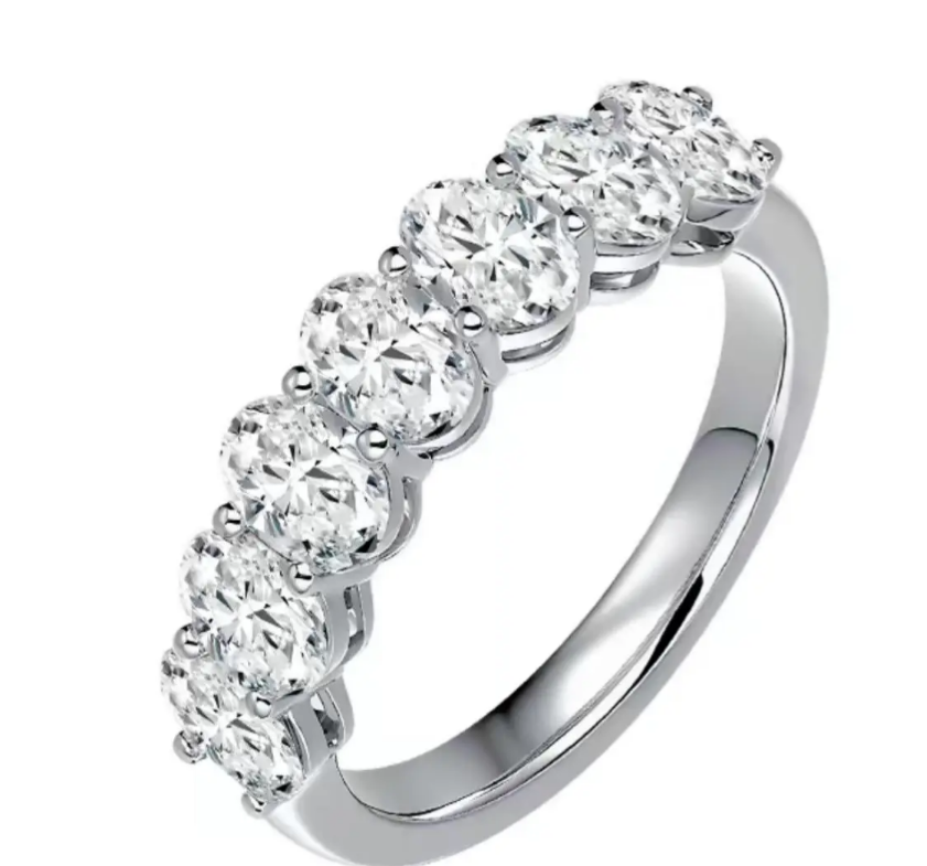 Seven-Stone Oval Anniversary Moissanite Band - MS0843