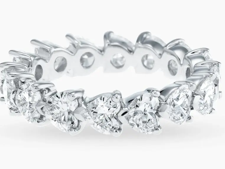 Seven-Stone Heart Eternity Moissanite Band - MS0849