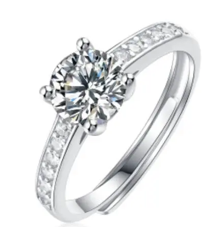 Round Solitaire Pavé Moissanite Ring - MS0850-1