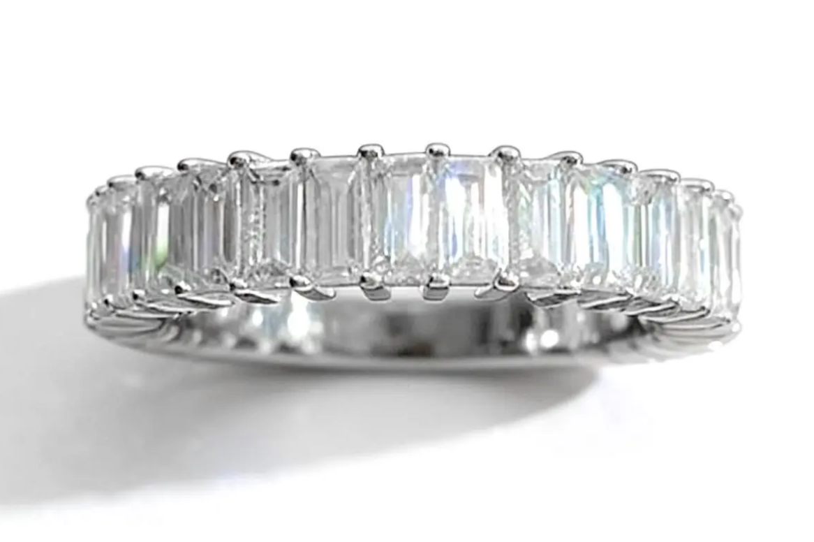 Eight-Stone Emerald-Cut Eternity Moissanite Band - MS0850