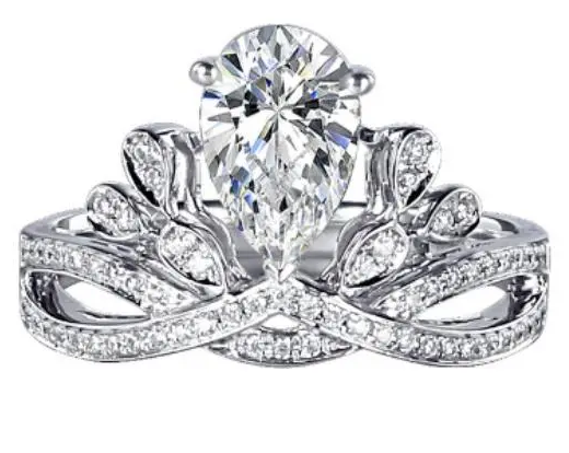 1 CT Pear-Cut Botanical Tiara Moissanite Ring - MS0851