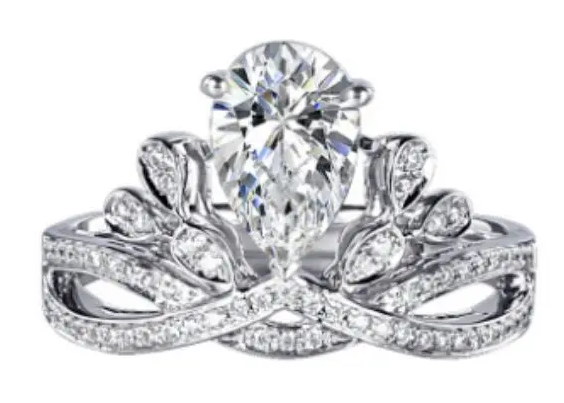 1 CT Pear-Cut Leaf Tiara Moissanite Ring - MS0853