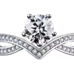 1 CT Round-Cut V-Band Bridal Moissanite Ring - MS0854