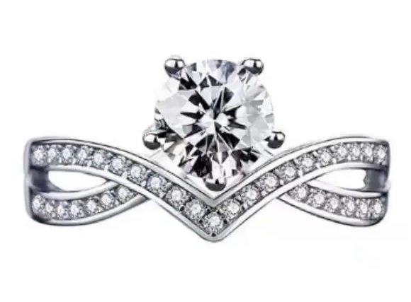 1 CT Round-Cut V-Band Bridal Moissanite Ring - MS0854