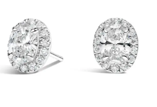 0.5 CT Oval Halo Moissanite Stud Earrings - MS0865