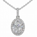 2 CT Oval Halo Moissanite Pendant - MS0868
