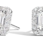 1 CT Emerald-Cut Halo Stud Moissanite Earrings - MS0870