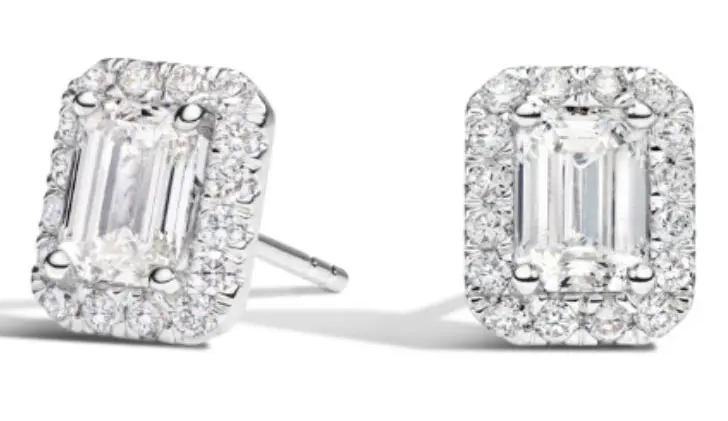 1 CT Emerald-Cut Halo Stud Moissanite Earrings - MS0870