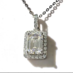 1 CT Emerald-Cut Halo Moissanite Pendant - MS0871