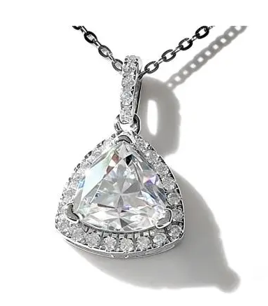 2 CT Trillion-Cut Halo Moissanite Pendant - MS0873