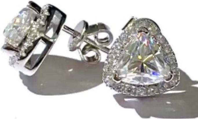 1 CT Trillion-Cut Halo Stud Moissanite Earrings - MS0874