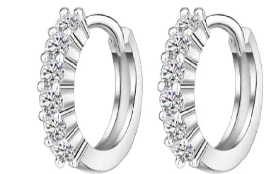 Round Pavé Huggie Hoop Moissanite Earrings - MS0878