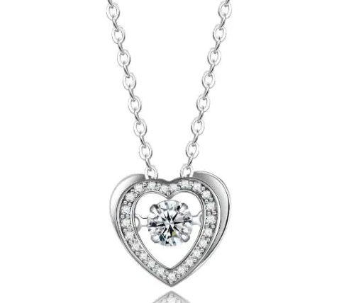 0.3 CT Dancing Heart Moissanite Necklace - MS0880