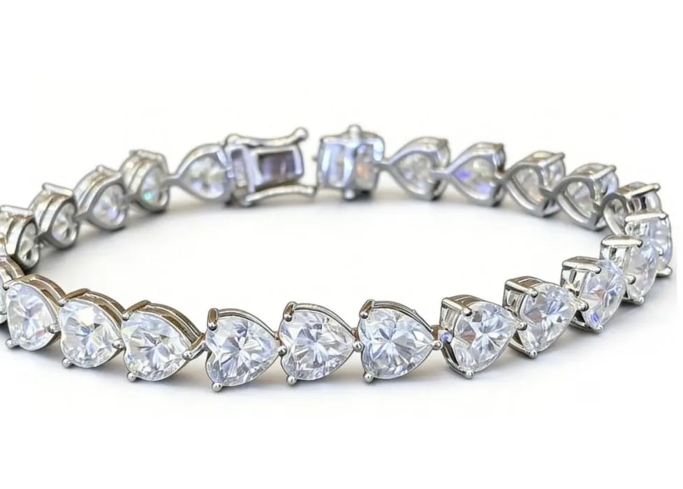 Heart-Cut Tennis Moissanite Bracelet - MS0881